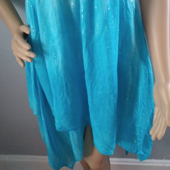 Sparkling Turquoise/Aqua Strapless Mini Cocktail Party Dress-MPH Collection-S - Picture 5 of 17